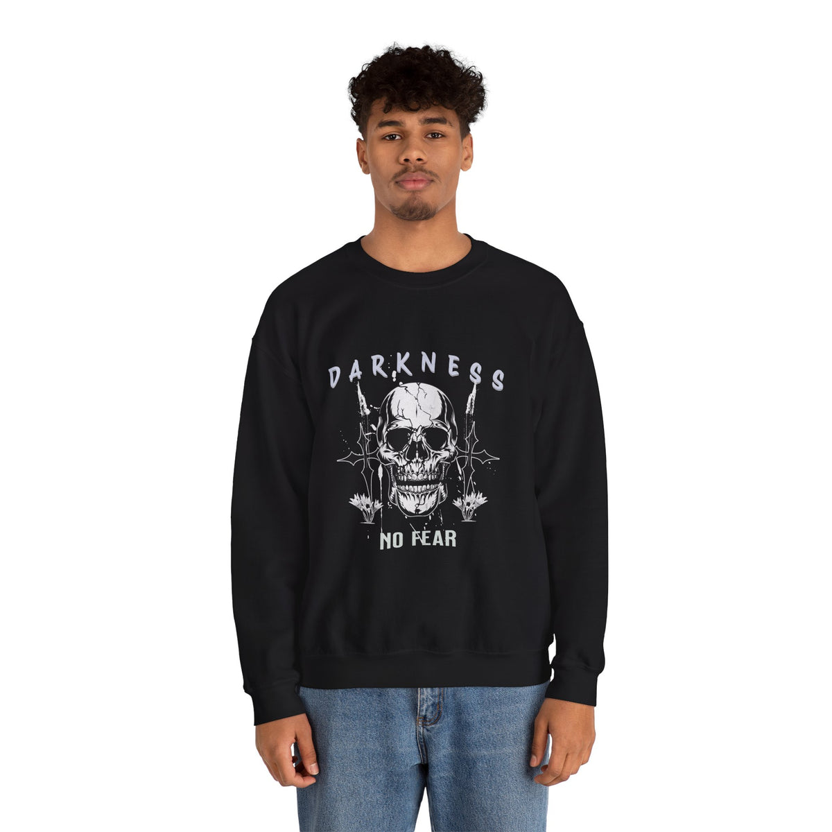Darkness Skull No Fear crewneck sweatshirt | Gothic Skull Graphic