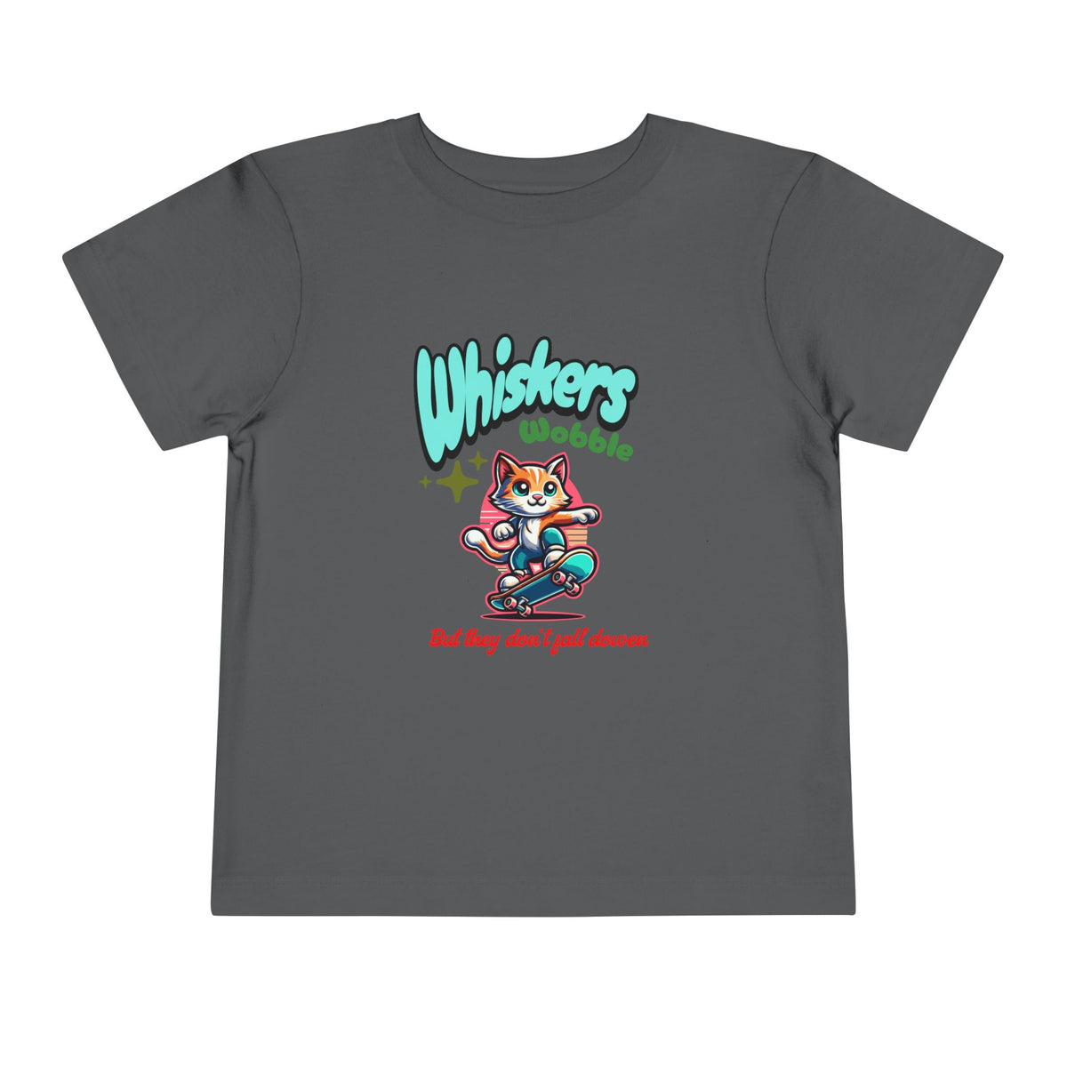 Toddler Tee — "Whiskers Wobble" Cute Skateboarding Cat Graphic Tee