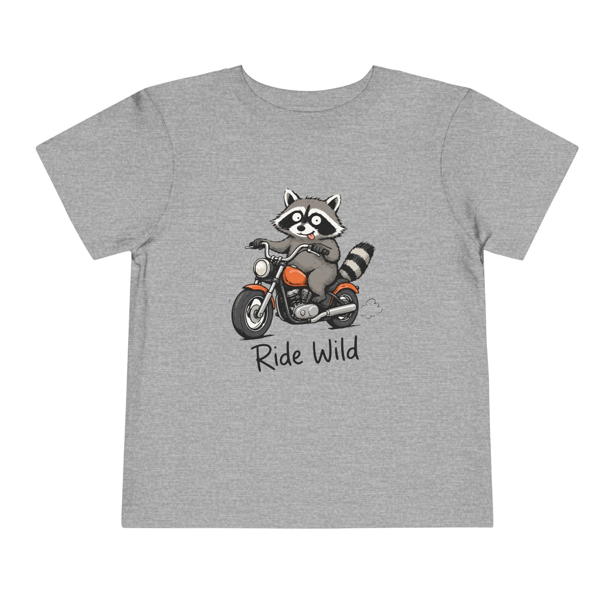 Toddler Tee — "Ride Wild" Raccoon on Motorcycle