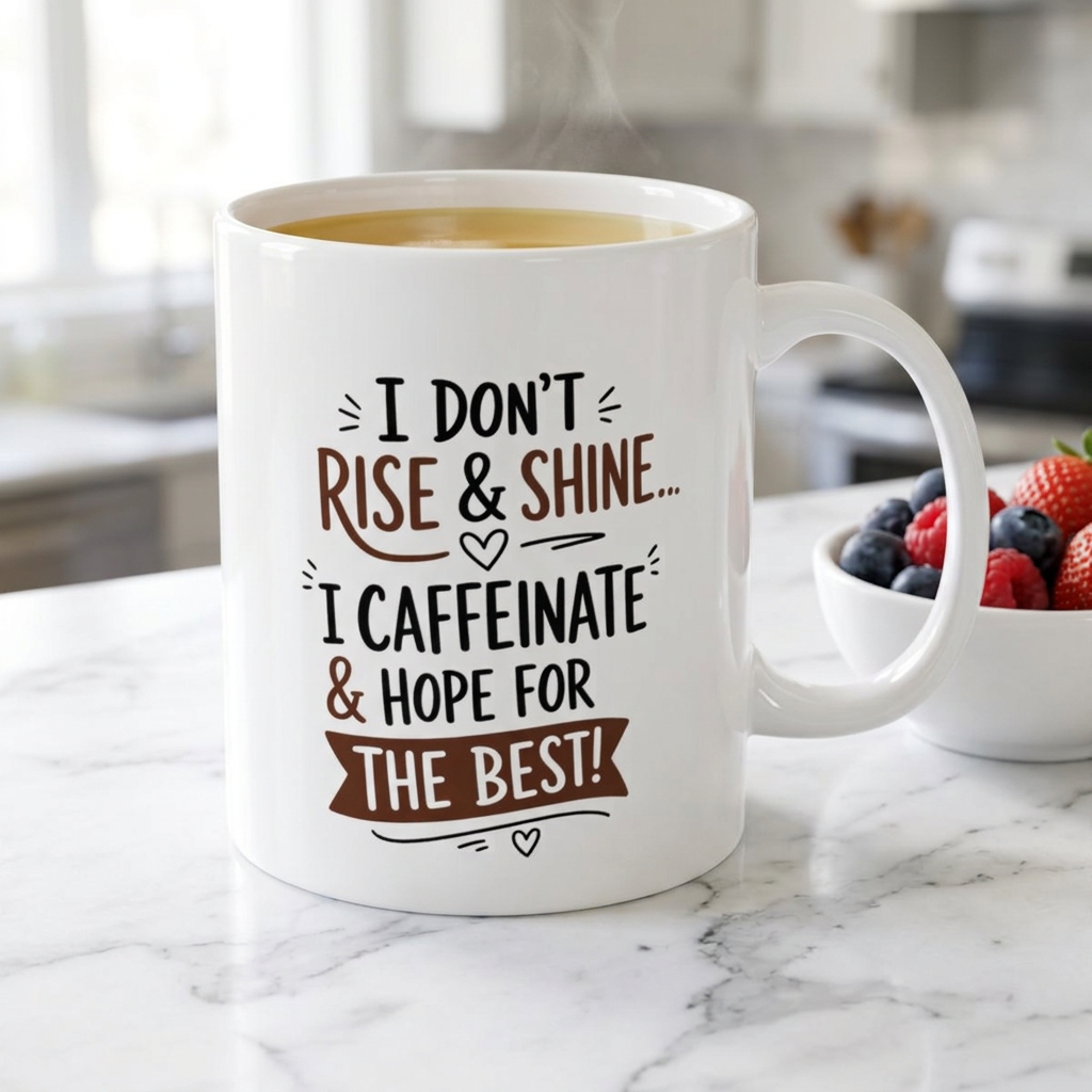 Coffee Mug — Rustic "Rise & Shine" Inspirational Ceramic Mug (11oz, 15oz)