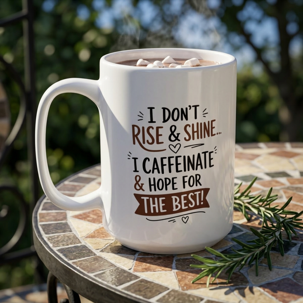 Coffee Mug — Rustic "Rise & Shine" Inspirational Ceramic Mug (11oz, 15oz)
