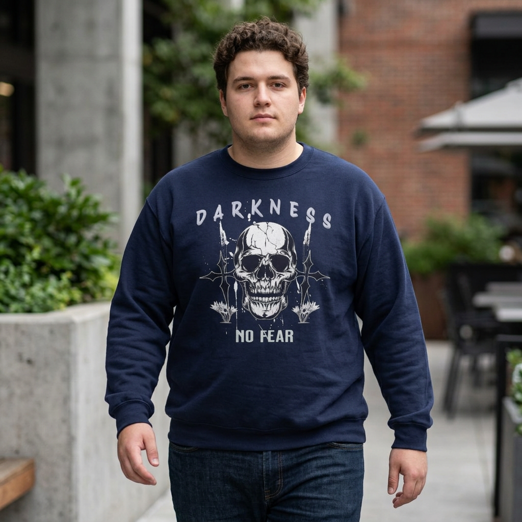 Darkness Skull No Fear crewneck sweatshirt | Gothic Skull Graphic