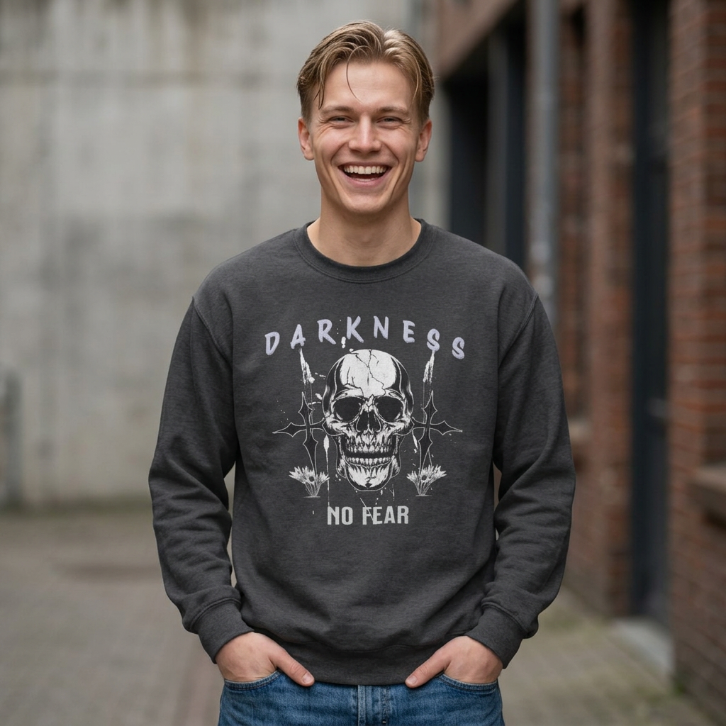 Darkness Skull No Fear crewneck sweatshirt | Gothic Skull Graphic