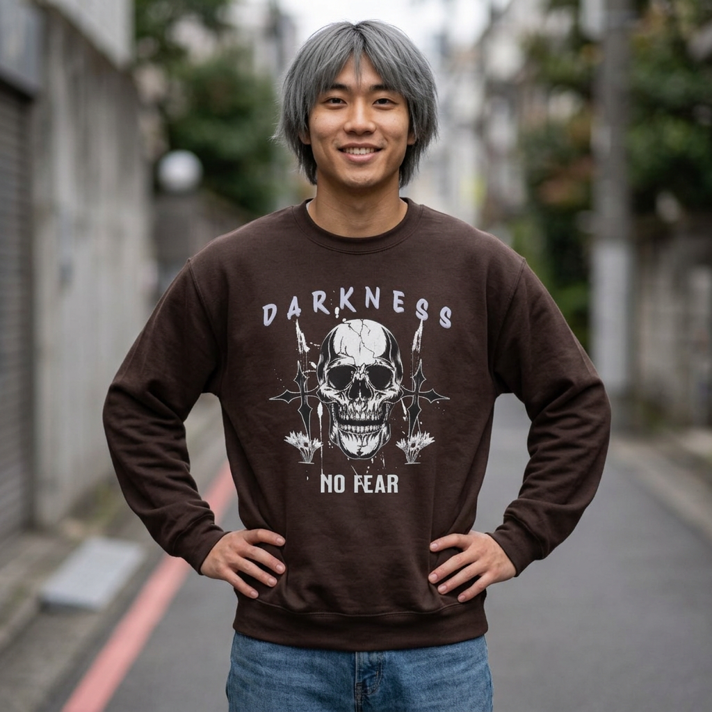 Darkness Skull No Fear crewneck sweatshirt | Gothic Skull Graphic