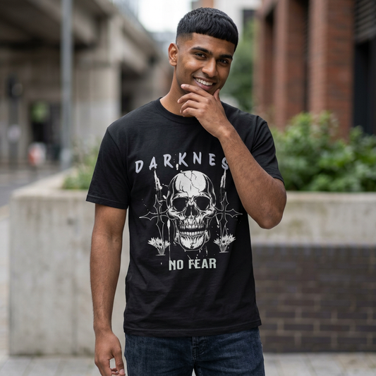 Skull "Darkness No Fear" Graphic T-Shirt