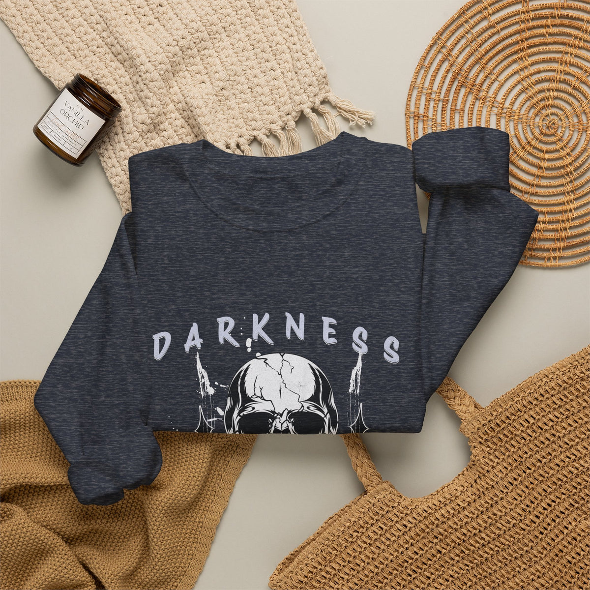 Darkness Skull No Fear crewneck sweatshirt | Gothic Skull Graphic