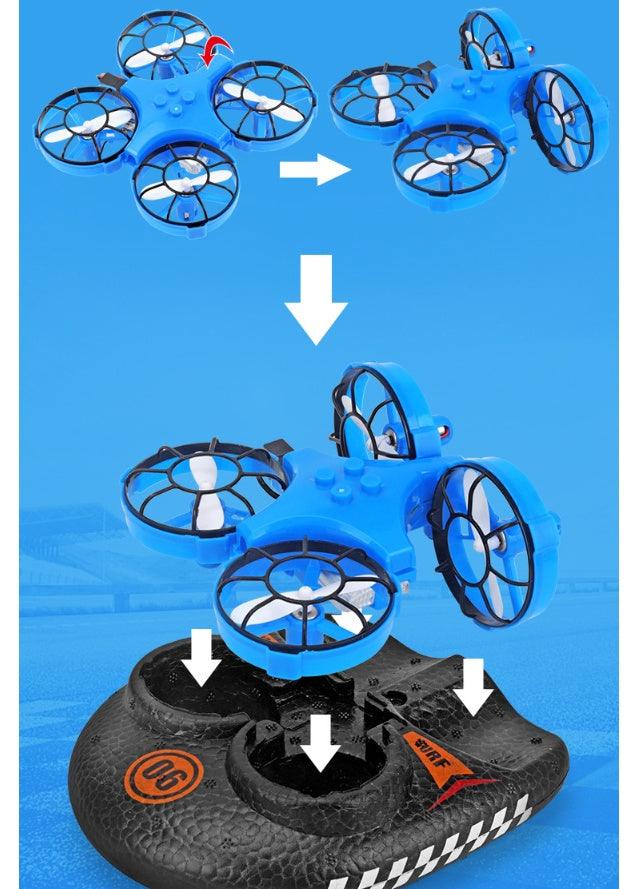 RC Boat Water Land And Air Four-Axis  Hovercraft Three-in-one Multi-function Toy One-button Tumbling Mini Drone - GIFTS EMPORIUM