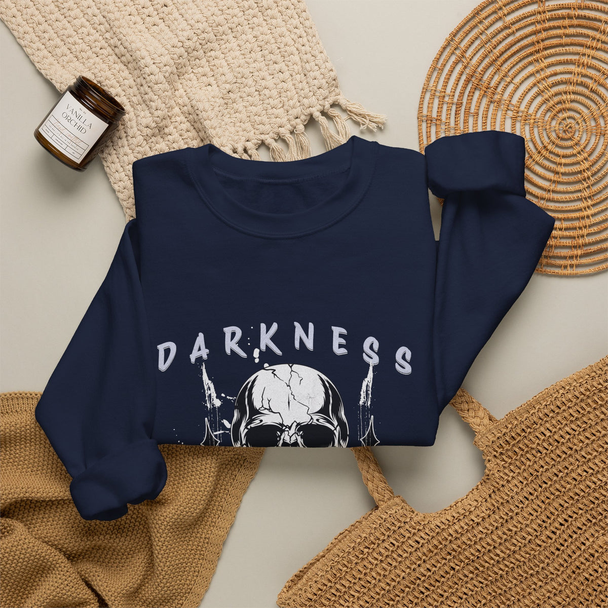 Darkness Skull No Fear crewneck sweatshirt | Gothic Skull Graphic