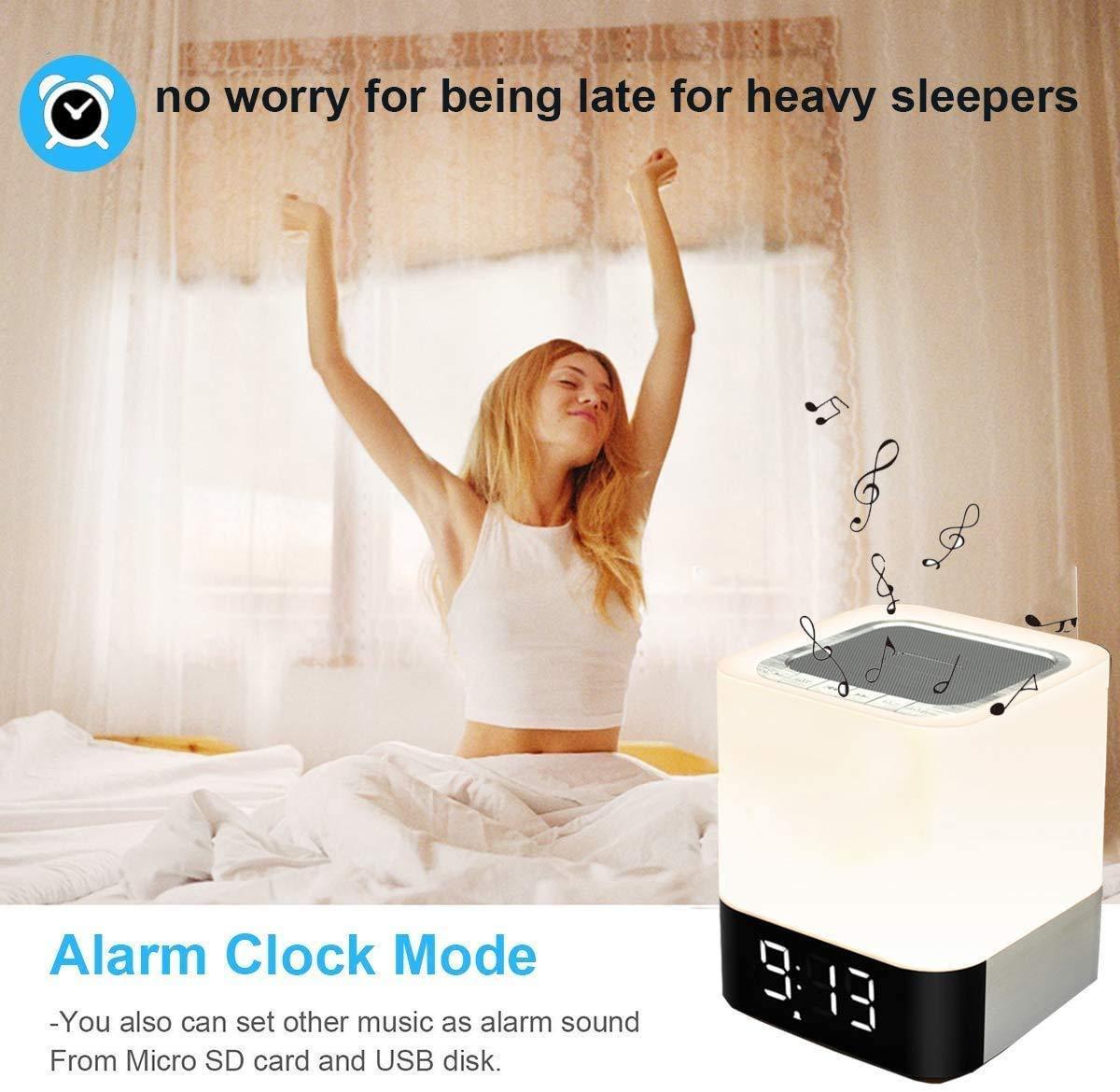 Alarm Clock Bluetooth Speaker Touch Screen LED Light Portable Colorful Light Desktop Audio - GIFTS EMPORIUM