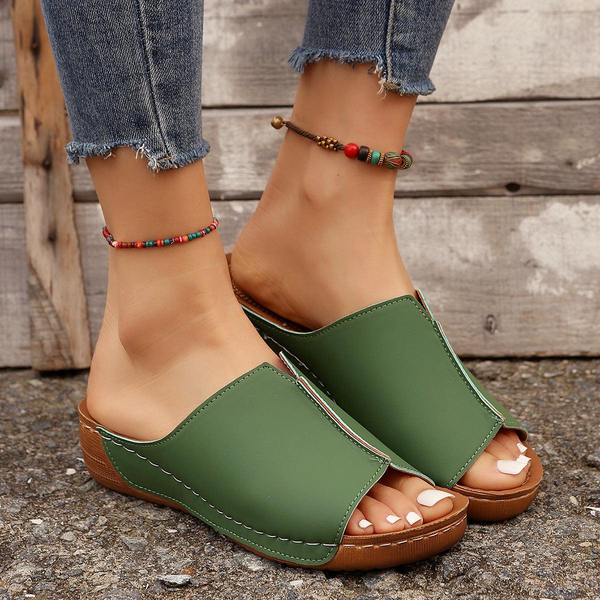 Fashion Solid Wedges Summer Casual Women Sandals Peep-toe Outdoor Slippers - GIFTS EMPORIUM