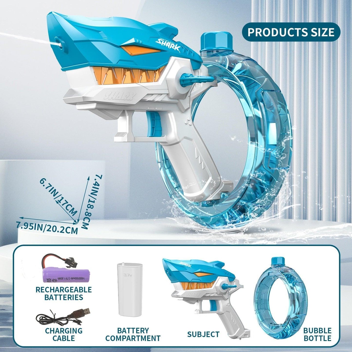 New Shark Electric Water Gun Toys Fully Automatic Continuous Fire Water Gun Large Capacity Beach Summer Children's Water Playing Toys - GIFTS EMPORIUM