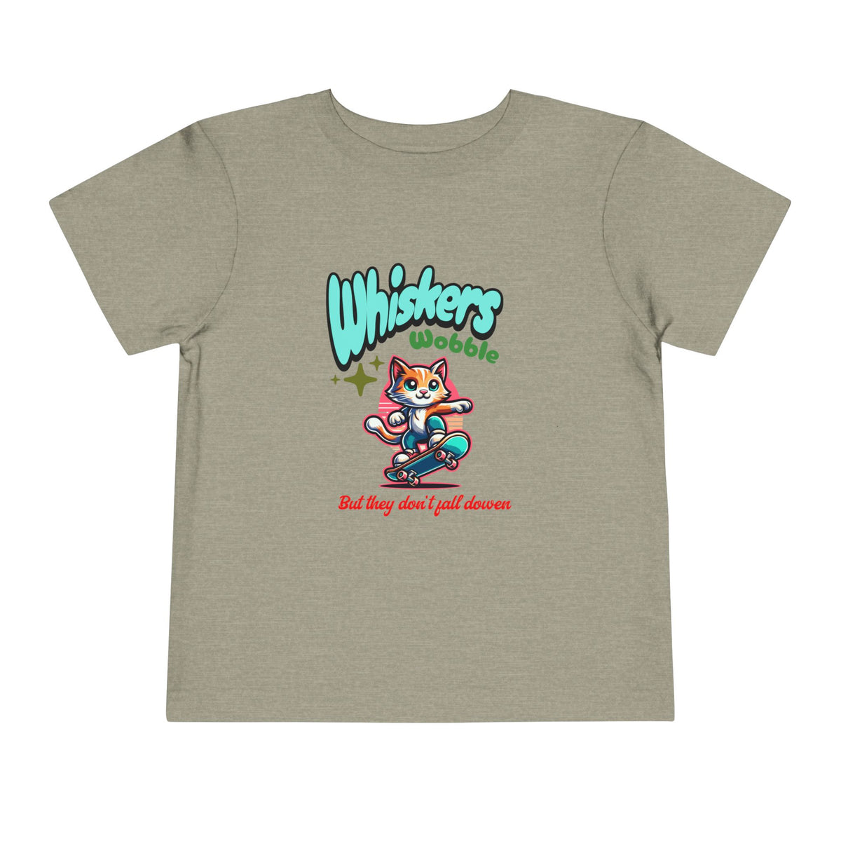 Toddler Tee — "Whiskers Wobble" Cute Skateboarding Cat Graphic Tee