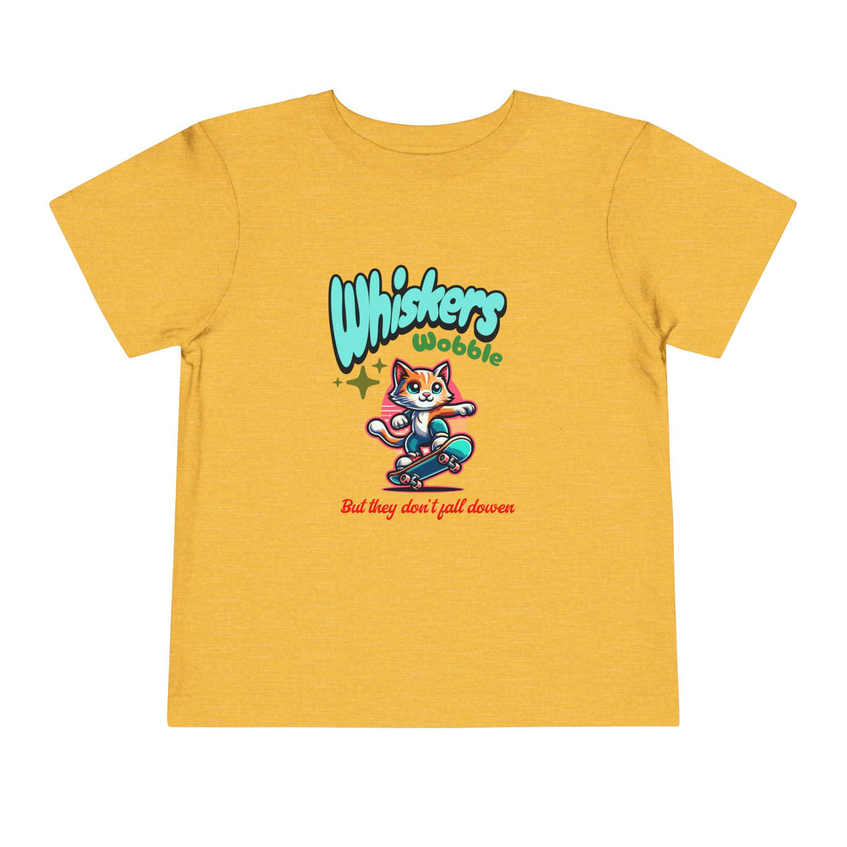 Toddler Tee — "Whiskers Wobble" Cute Skateboarding Cat Graphic Tee