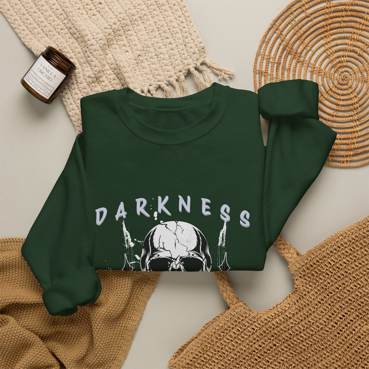 Darkness Skull No Fear crewneck sweatshirt | Gothic Skull Graphic