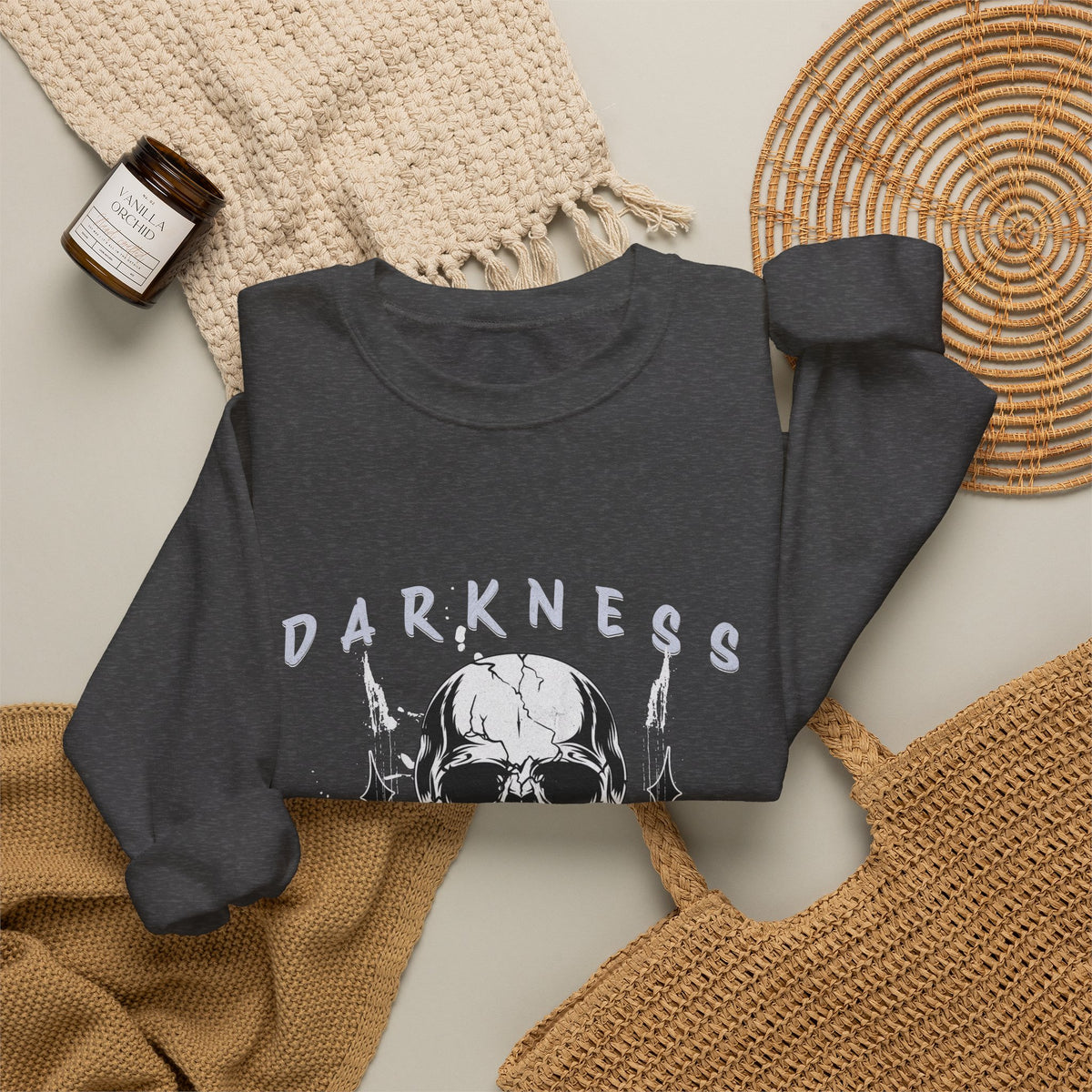 Darkness Skull No Fear crewneck sweatshirt | Gothic Skull Graphic