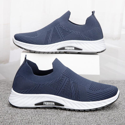 Casual Slip-on Mesh Sports Shoes Flying Woven Soft Running Walking Shoes for Men