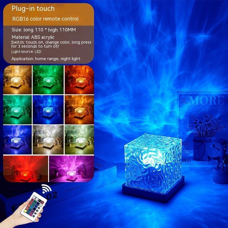 LED Water Ripple Ambient Night Light USB Rotating Projection Crystal Table Lamp RGB Dimmable Home Decoration 16 Color Gifts - GIFTS EMPORIUM