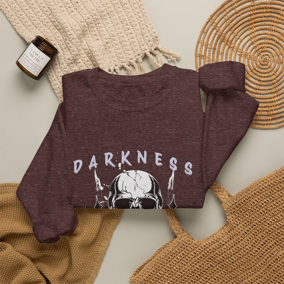 Darkness Skull No Fear crewneck sweatshirt | Gothic Skull Graphic