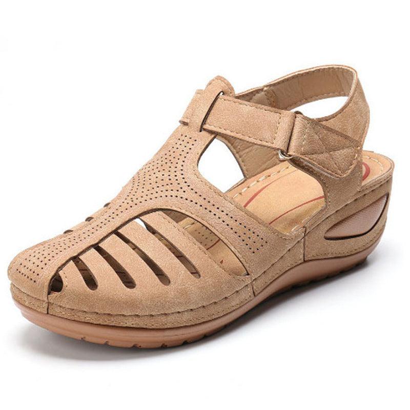 Women's Plus Size Retro Sandals Round Toe Wedge Sandals - GIFTS EMPORIUM