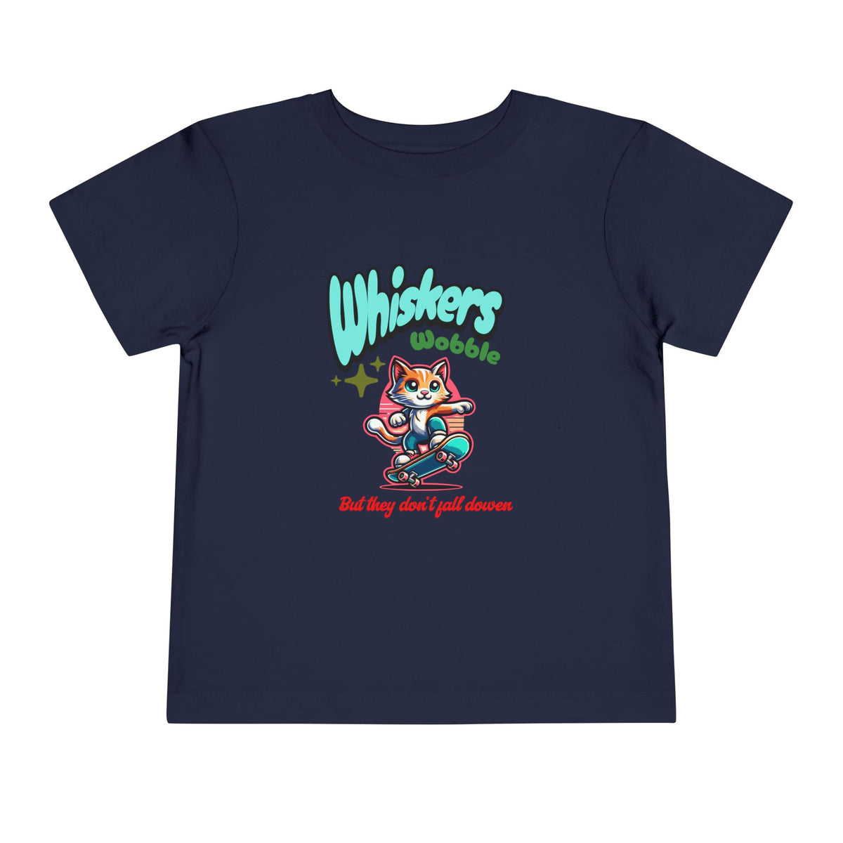 Toddler Tee — "Whiskers Wobble" Cute Skateboarding Cat Graphic Tee