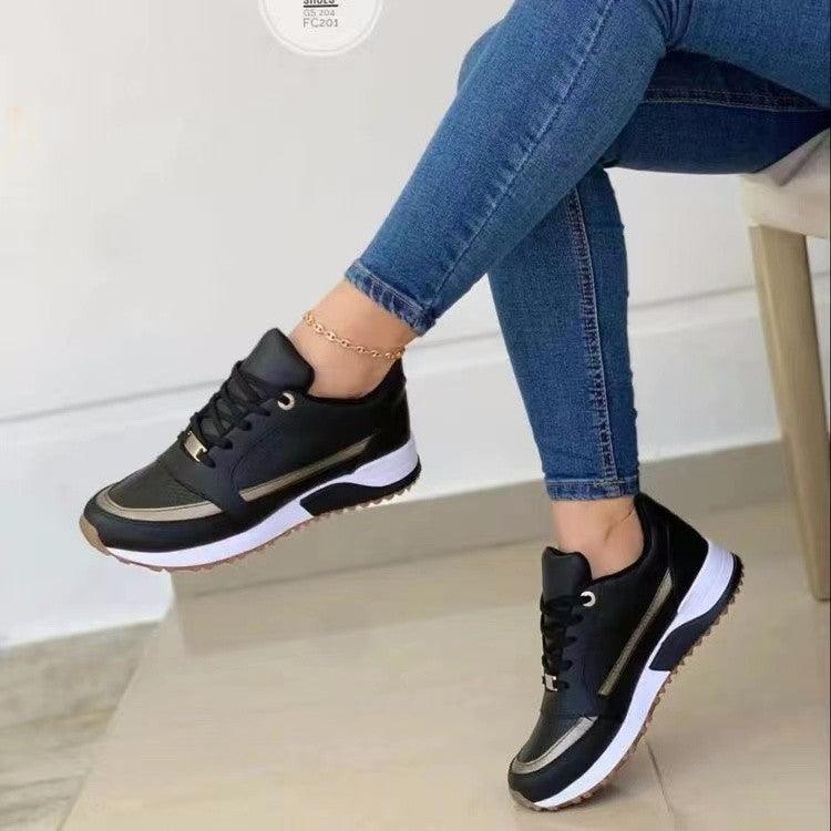 Casual Lace-up Women Shoes Sports Walking Sneakers-Shallow Round Toe