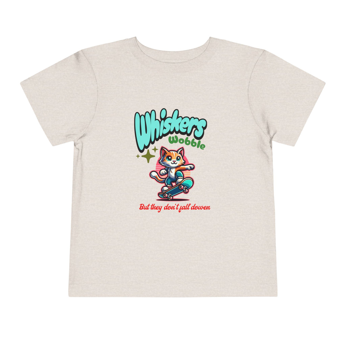 Toddler Tee — "Whiskers Wobble" Cute Skateboarding Cat Graphic Tee