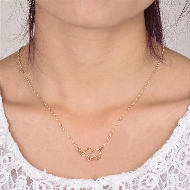 Elephant pendant necklace lucky hollow like clavicle chain - GIFTS EMPORIUM