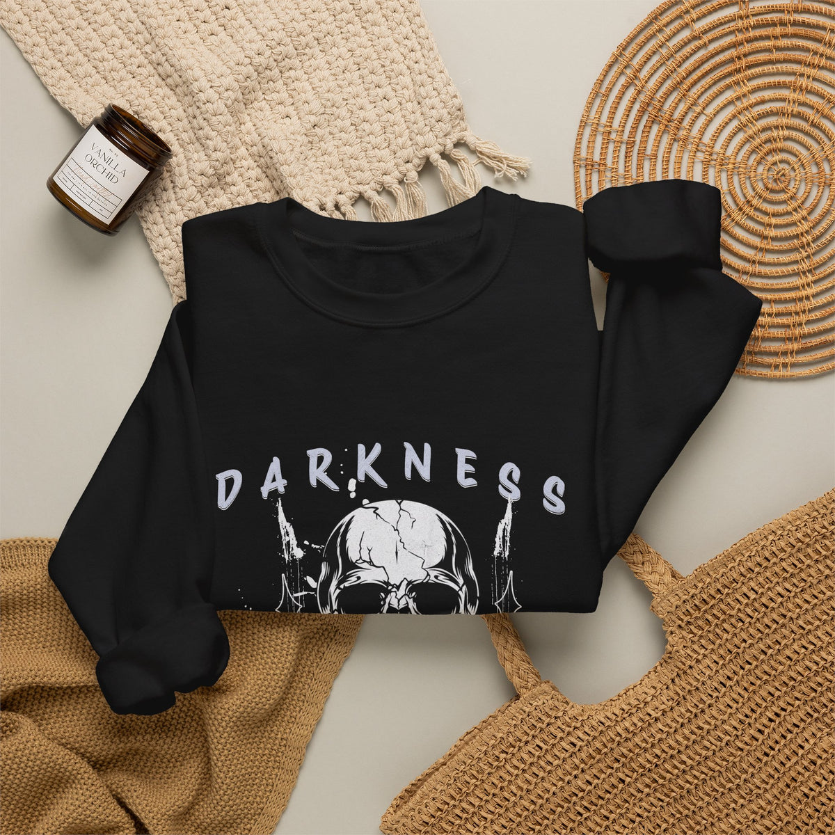 Darkness Skull No Fear crewneck sweatshirt | Gothic Skull Graphic