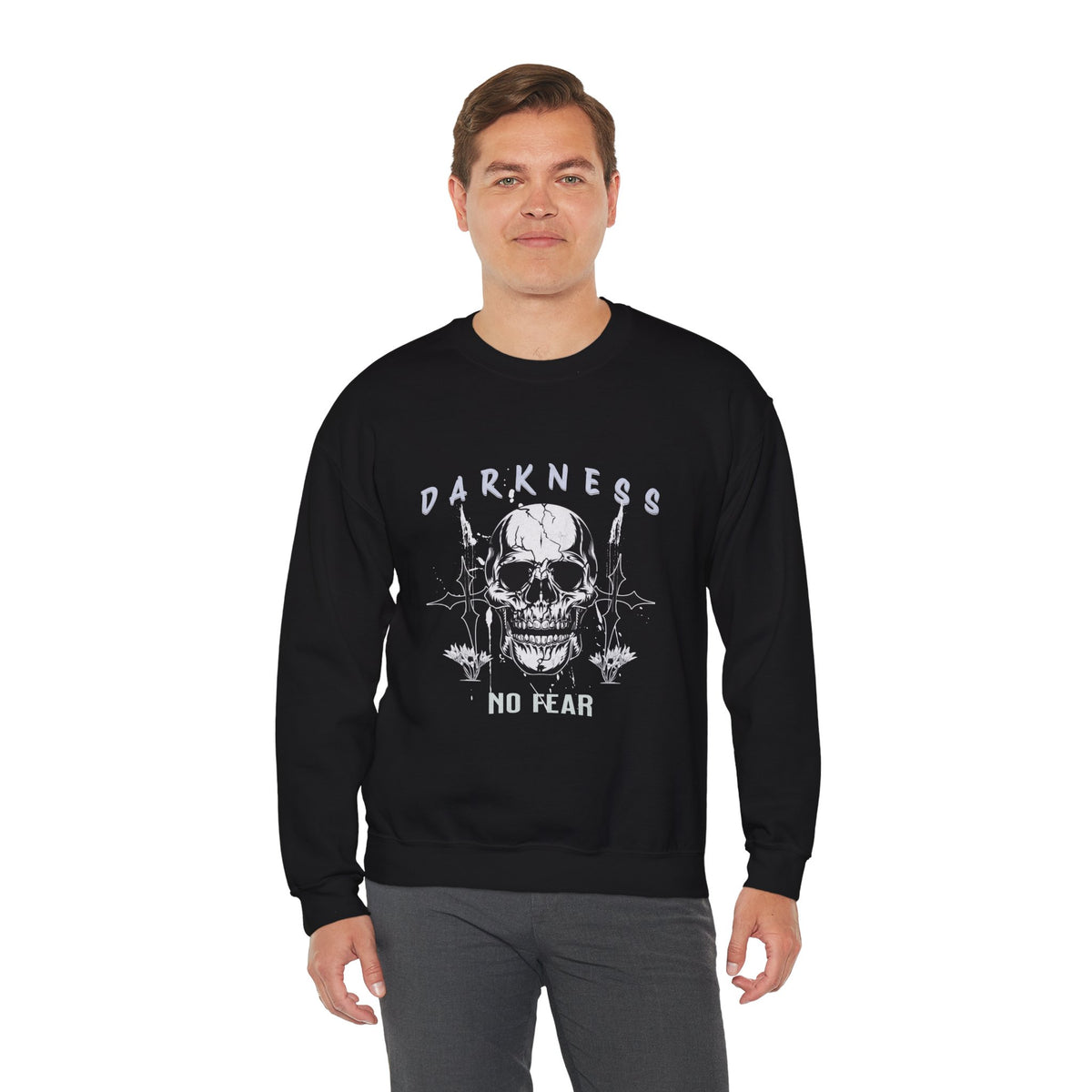 Darkness Skull No Fear crewneck sweatshirt | Gothic Skull Graphic