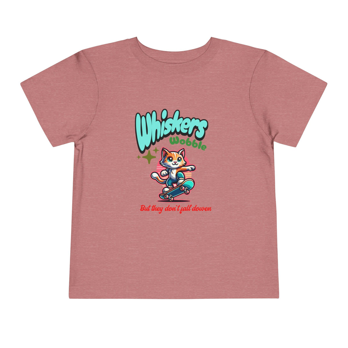 Toddler Tee — "Whiskers Wobble" Cute Skateboarding Cat Graphic Tee