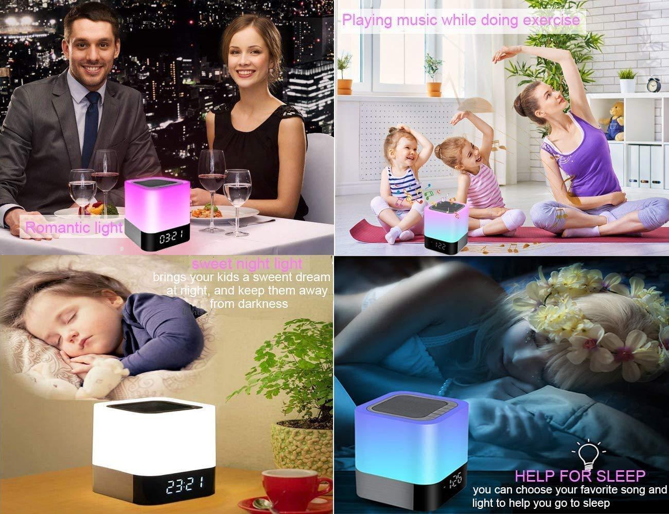 Alarm Clock Bluetooth Speaker Touch Screen LED Light Portable Colorful Light Desktop Audio - GIFTS EMPORIUM