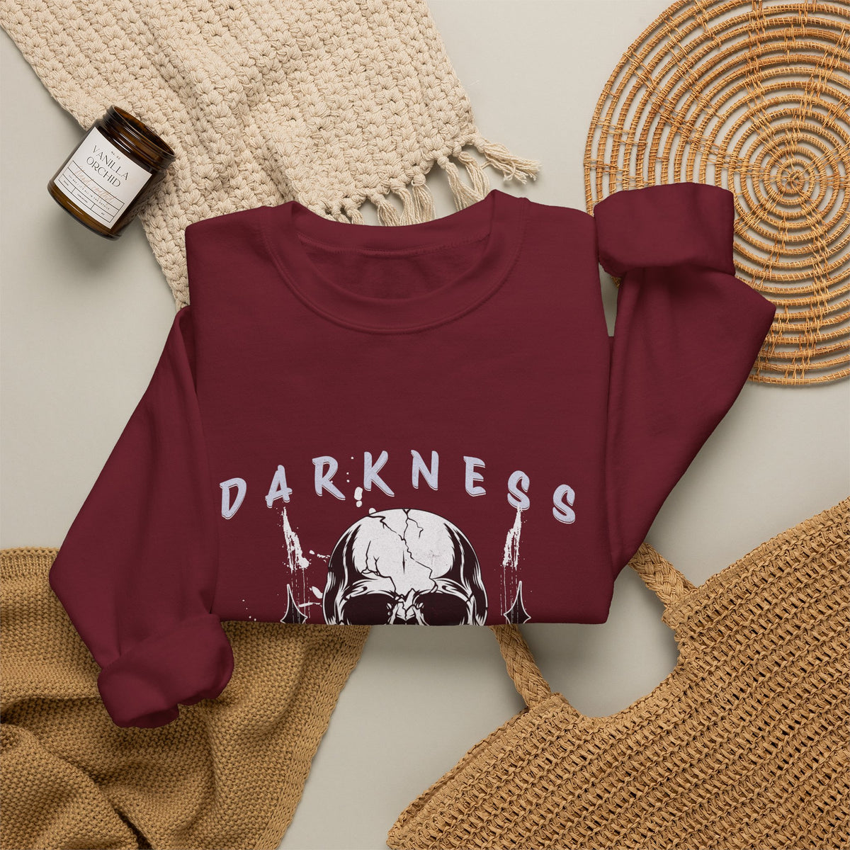 Darkness Skull No Fear crewneck sweatshirt | Gothic Skull Graphic