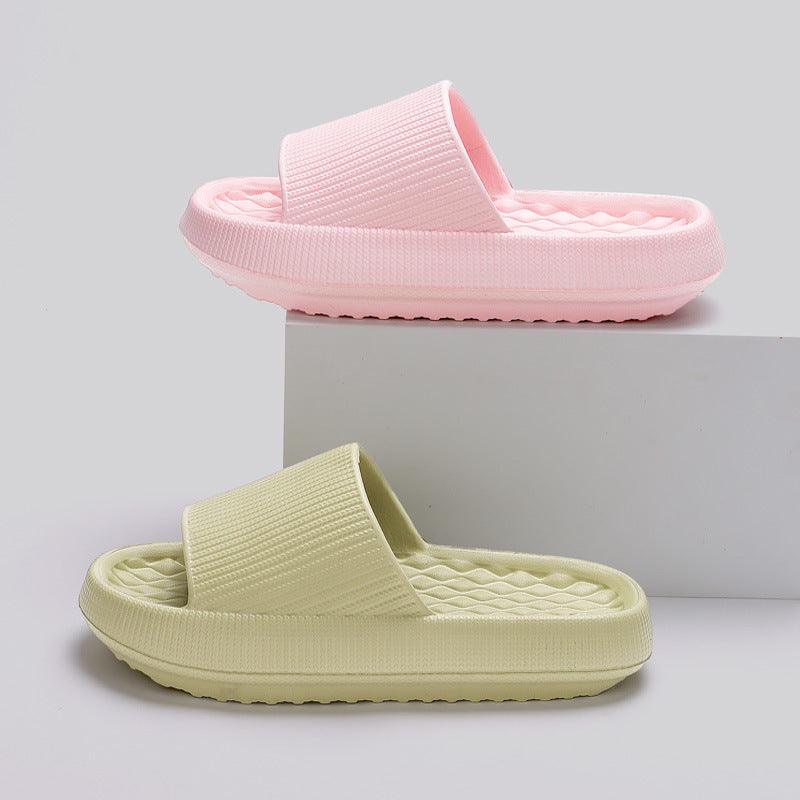 Summer EVA Slippers Solid Color Rhombus Stripe Anti-slip Slippers New Women's Home Shoes - GIFTS EMPORIUM