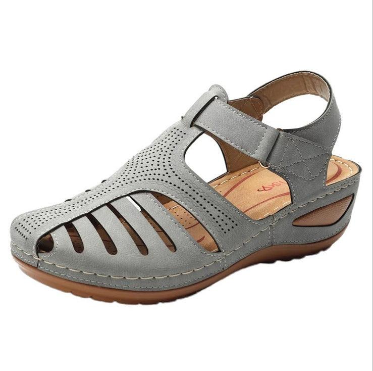 Women's Plus Size Retro Sandals Round Toe Wedge Sandals - GIFTS EMPORIUM