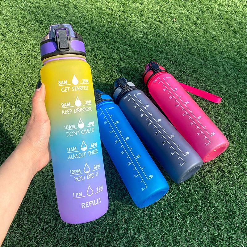 1L Tritan Water Bottle With Time Marker Bounce Cover Motivational Water Bottle Cycling Leakproof Cup For Sports Fitness Bottles - GIFTS EMPORIUM