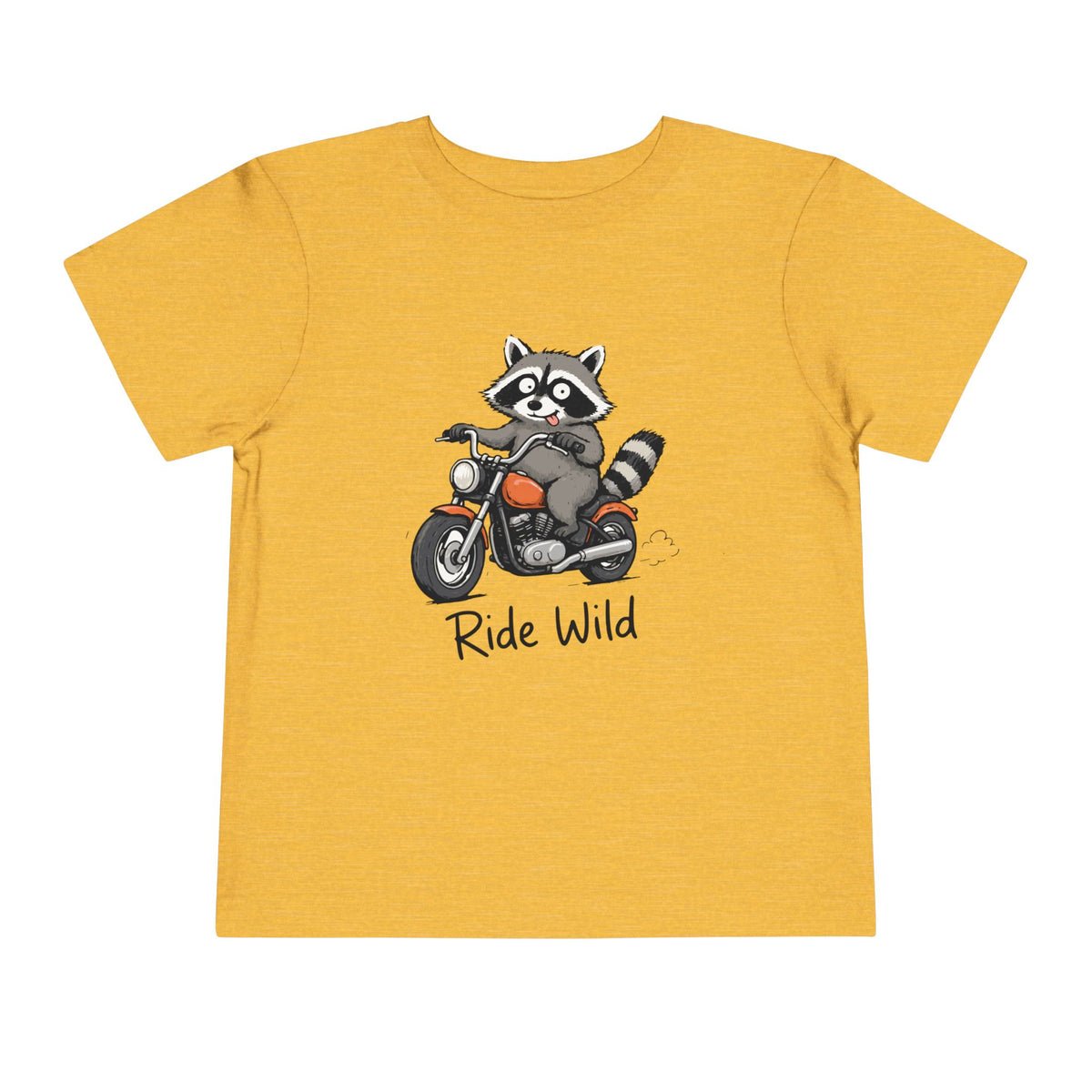 Toddler Tee — "Ride Wild" Raccoon on Motorcycle