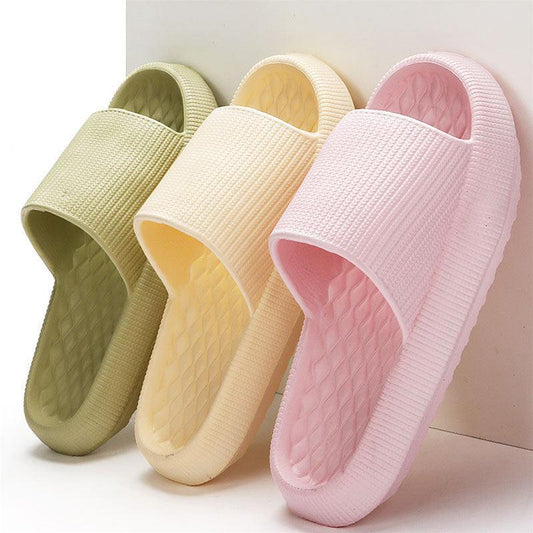 Summer EVA Slippers Solid Color Rhombus Stripe Anti-slip Slippers New Women's Home Shoes - GIFTS EMPORIUM