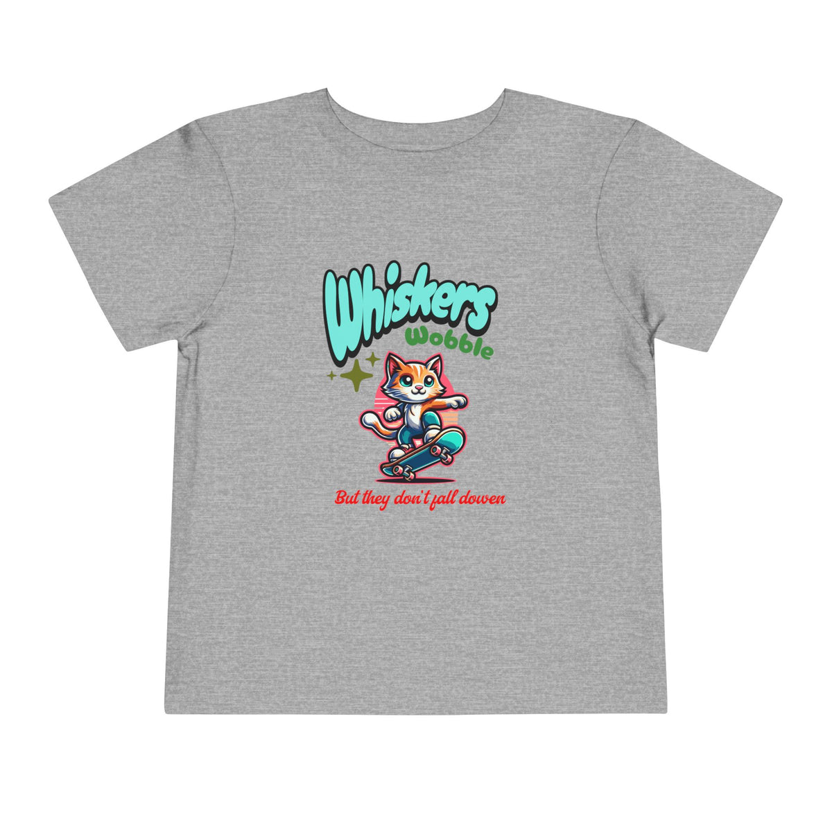 Toddler Tee — "Whiskers Wobble" Cute Skateboarding Cat Graphic Tee
