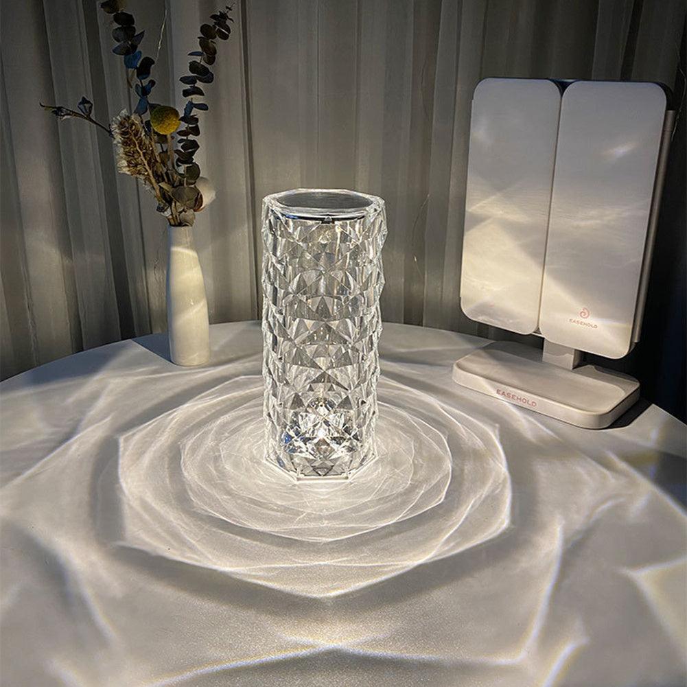 Nordic Crystal Lamp USB Table Lamps Bedroom Touch Dimming Atmosphere Diamond Night Light Rose Projector Lamp Decor - GIFTS EMPORIUM