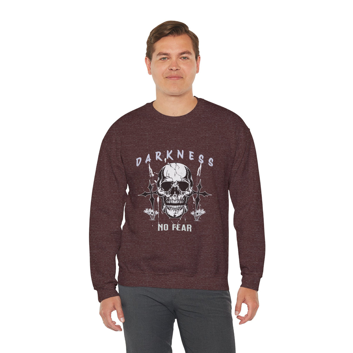 Darkness Skull No Fear crewneck sweatshirt | Gothic Skull Graphic