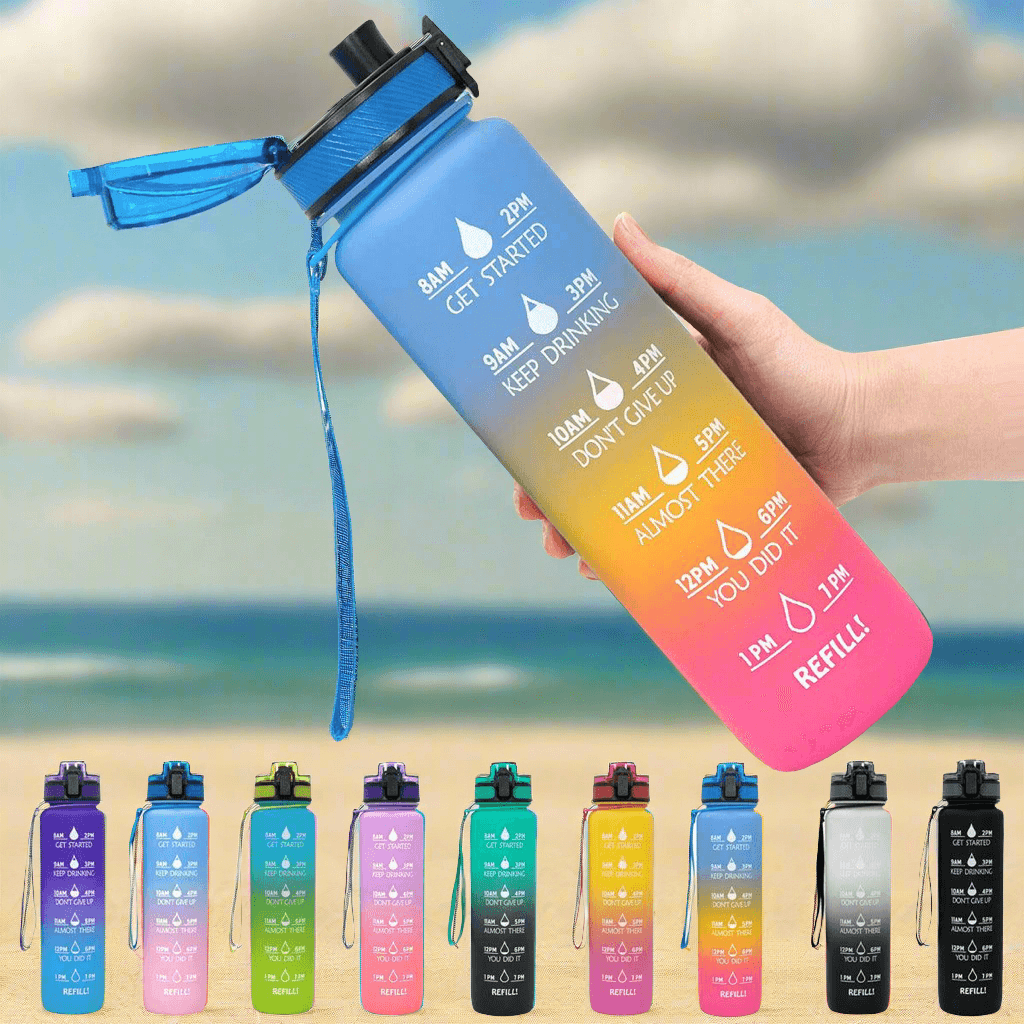 1L Tritan Water Bottle With Time Marker Bounce Cover Motivational Water Bottle Cycling Leakproof Cup For Sports Fitness Bottles