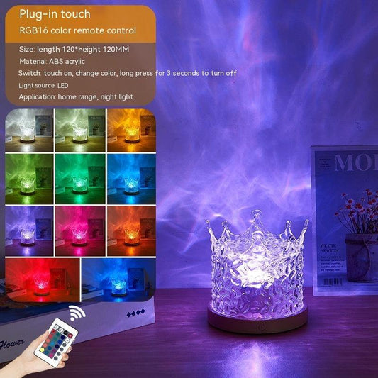 LED Water Ripple Ambient Night Light USB Rotating Projection Crystal Table Lamp RGB Dimmable Home Decoration 16 Color Gifts - GIFTS EMPORIUM