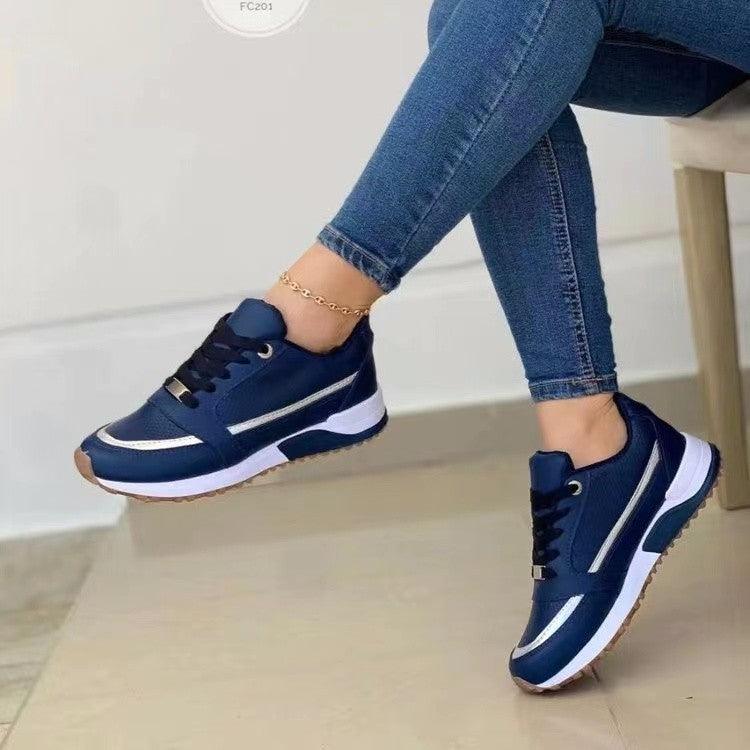 Casual Lace-up Women Shoes Sports Walking Sneakers-Shallow Round Toe