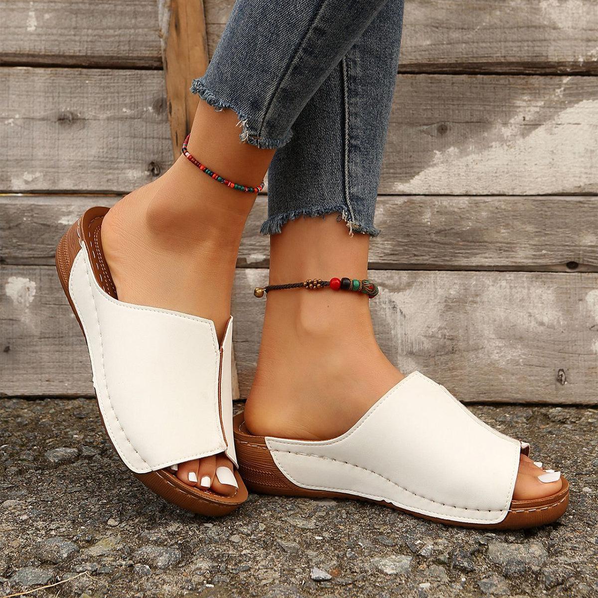 Fashion Solid Wedges Summer Casual Women Sandals Peep-toe Outdoor Slippers - GIFTS EMPORIUM