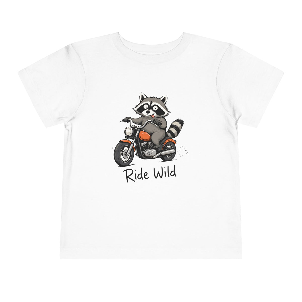 Toddler Tee — "Ride Wild" Raccoon on Motorcycle