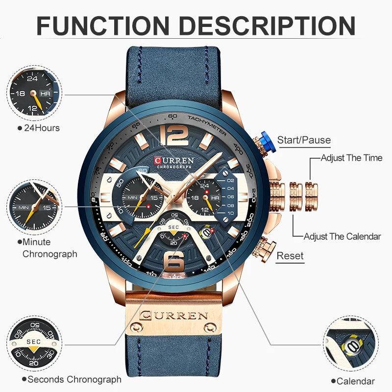 CURREN Luxury Brand Men Analog Leather Sports Watches Relogio Masculino 2021 - GIFTS EMPORIUM