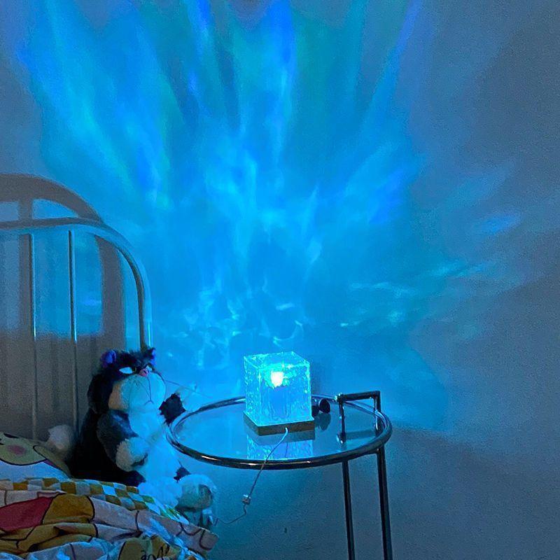 16 Colors LED Water Ripple Ambient Night Light USB Rotating Projection Crystal Table Lamp RGB Dimmable Home Decoration - GIFTS EMPORIUM