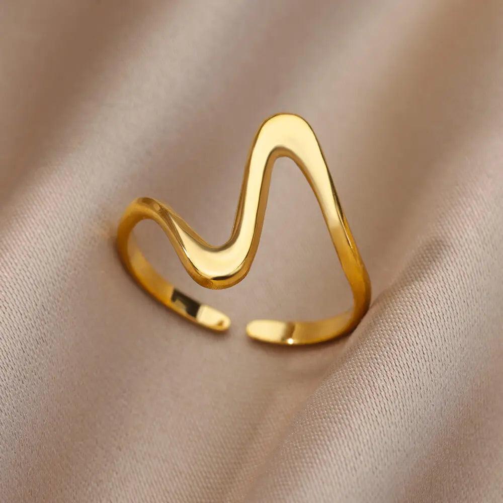 Stainless Steel Rings for Women Aesthetic Heart Gold Color Wedding Ring Waterproof Jewelry Finger Accessories Free Shipping Gift - GIFTS EMPORIUM