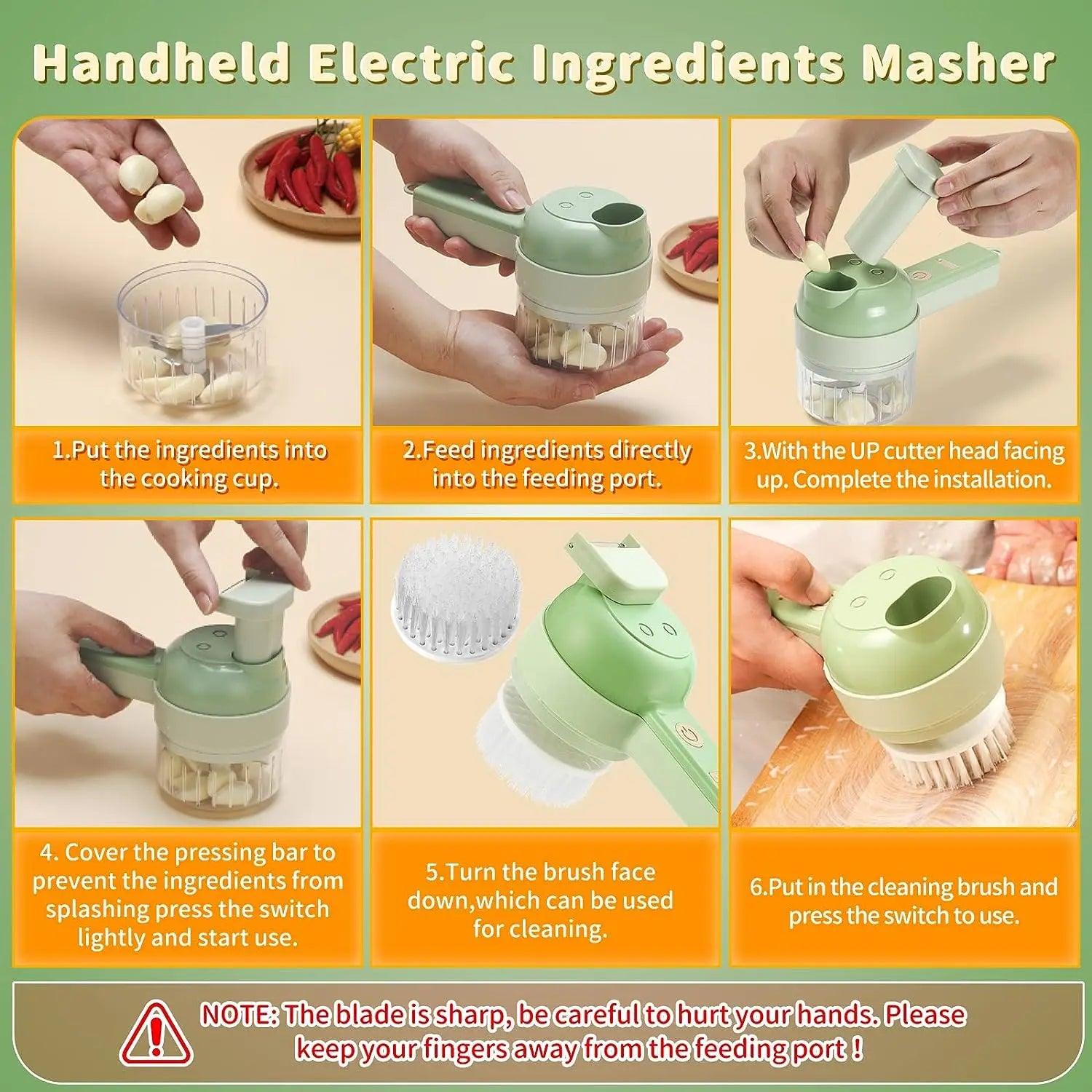 Handheld Electric Vegetable Cutter-Wireless Food Processor Garlic Chopper Pepper Cutting Slicer Kitchen Tools - GIFTS EMPORIUM