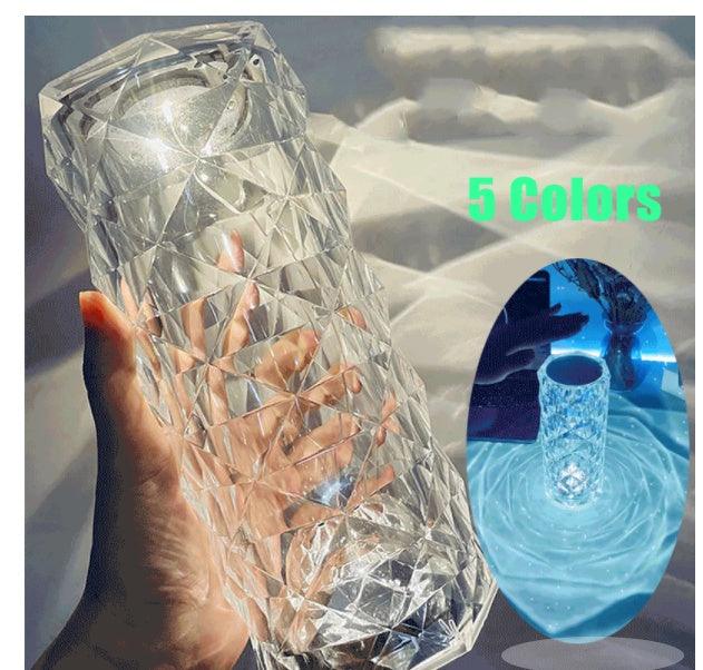 Nordic Crystal Lamp USB Table Lamps Bedroom Touch Dimming Atmosphere Diamond Night Light Rose Projector Lamp Decor - GIFTS EMPORIUM